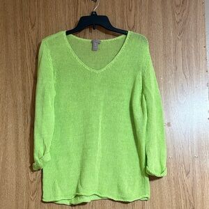 Chico's Bright Green V-Neck Sweater